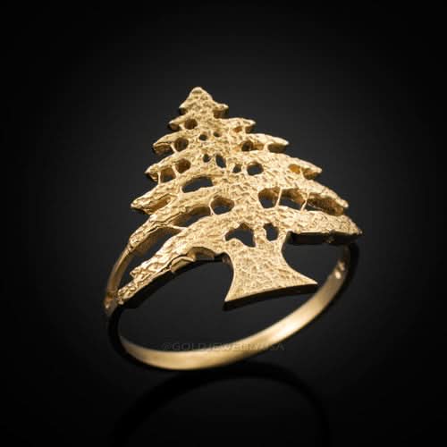 Gold Cedar Tree of Lebanon Ladies Ring
